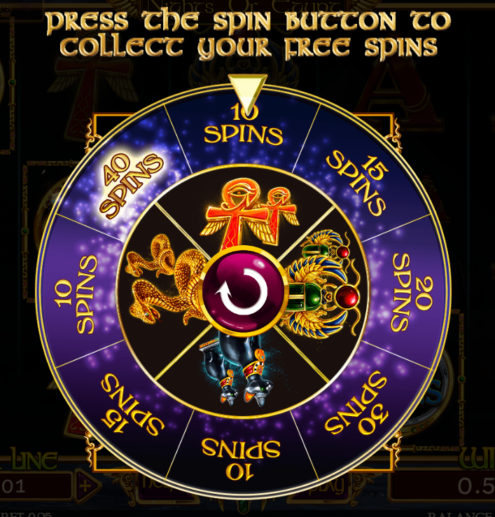 Free spins wheel in Nights of Egypt slot