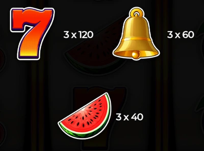 Paytable in Chase the Fruits video slot