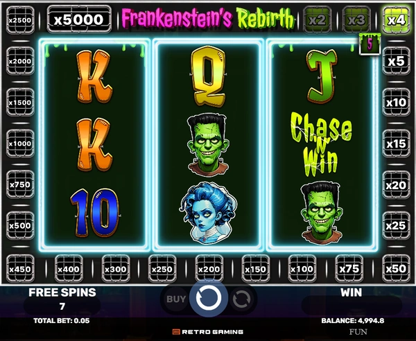 Free spins in Frankenstein's Rebirth slot