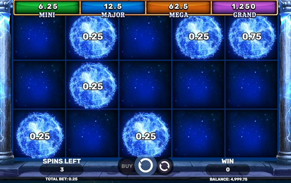 Hold & Hit bonus game in Zeus Unchained slot